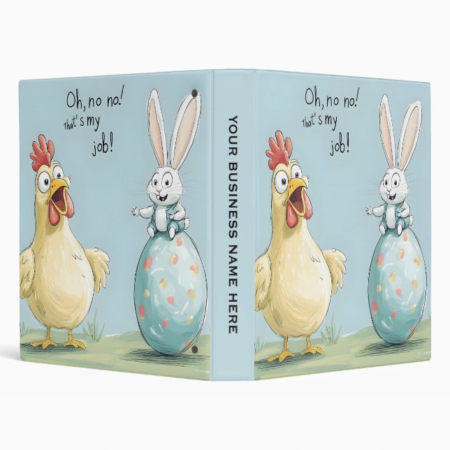 Cartoon Bunny Chick Egg Easter Fun 3 Ring Binder (Background)