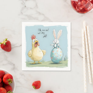 Cartoon Bunny Chick Egg Easter Fun Napkins