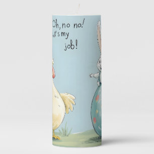 Cartoon Bunny Chick Egg Easter Fun Pillar Candle