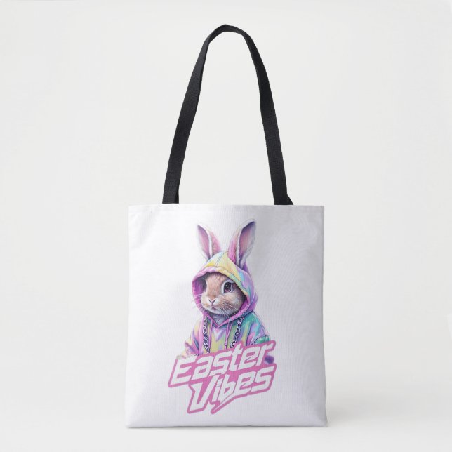 Cartoon bunny Easter Vibes Art Tote Bag (Front)