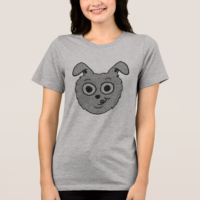 Cartoon Bunny Head Tri-Blend Shirt (Front)