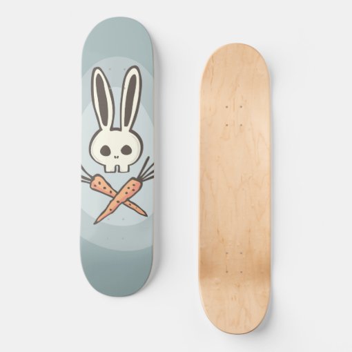 Cartoon Bunny Skull and Crossbones Skateboard Deck | Zazzle