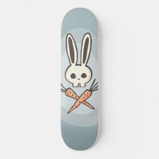 Cartoon Bunny Skull and Crossbones Skateboard Deck | Zazzle