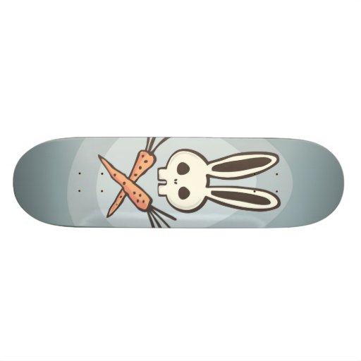 Cartoon Bunny Skull and Crossbones Skateboard Deck | Zazzle