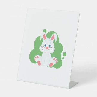 Cartoon bunny splash pedestal sign
