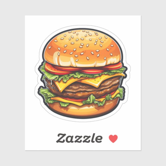 Cartoon burger illustration sticker (Sheet)
