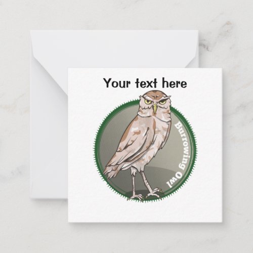 Cartoon Burrowing Owl Note Card