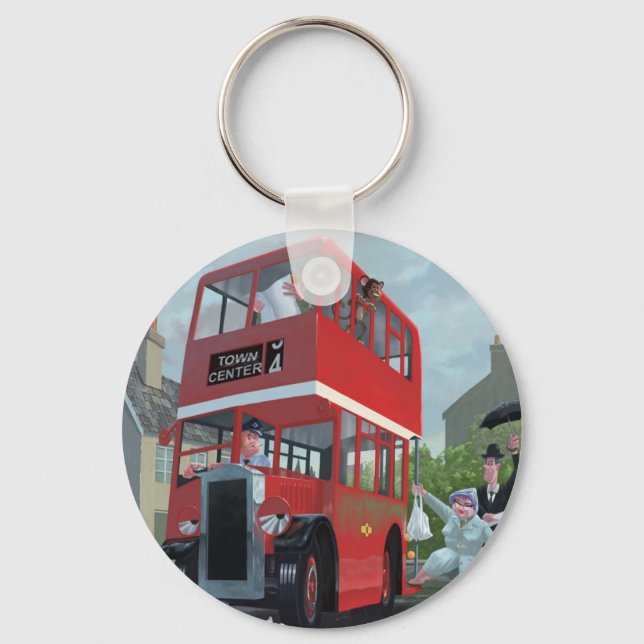 cartoon bus stop queue keychain (Front)