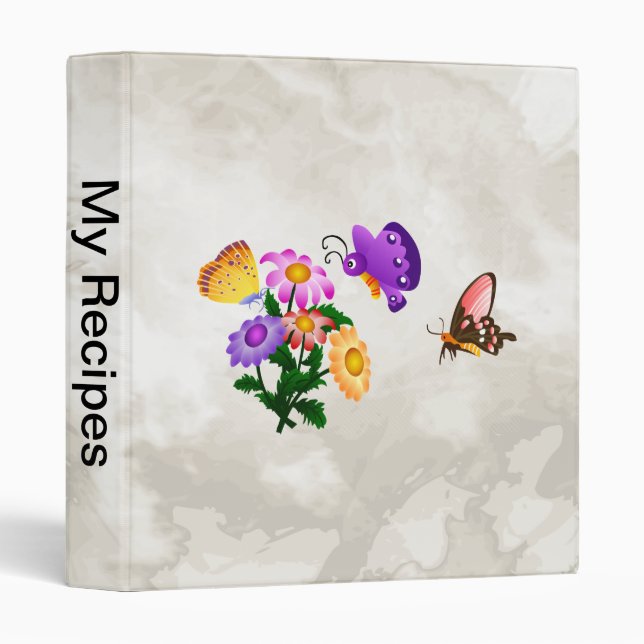 Cartoon Butterflies 3 Ring Binder (Front/Spine)