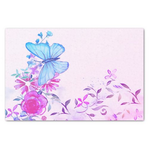 Cartoon butterfly and floral pattern nature theme tissue paper