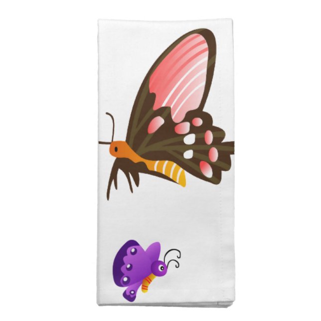 Cartoon Butterfly and Flowers  American MoJo Napki Cloth Napkin (Folded)