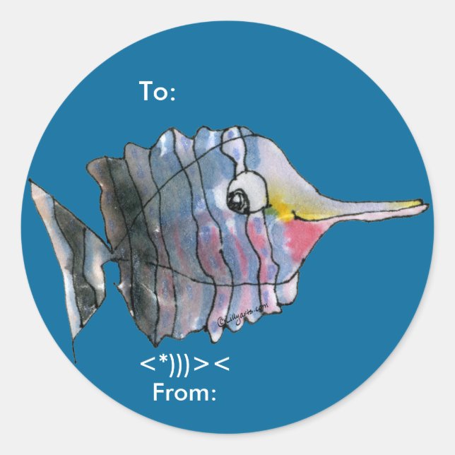 Cartoon Butterfly Fish Personalized Labels (Front)