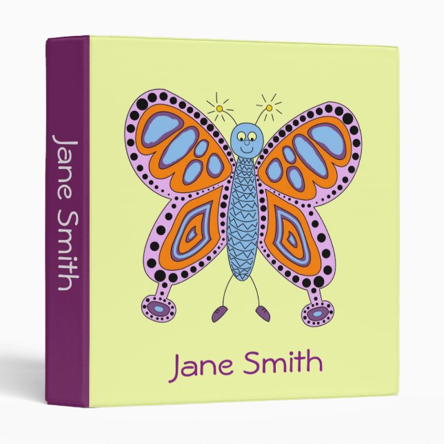 Cartoon butterfly girly cute art student folder (Front/Spine)