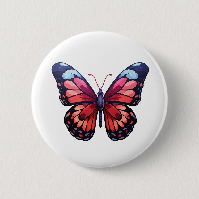 Cartoon butterfly illustration button (Front)