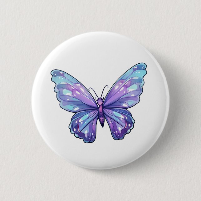 Cartoon butterfly illustration button (Front)