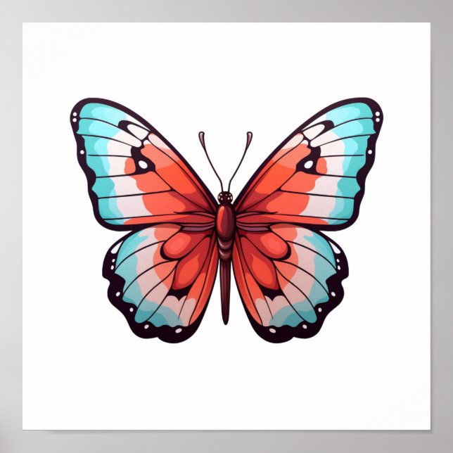 Cartoon butterfly illustration poster (Front)