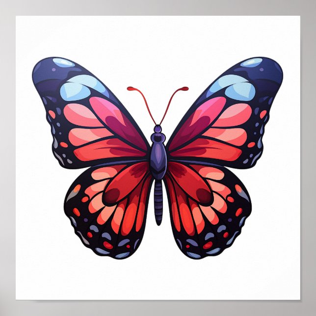 Cartoon butterfly illustration poster (Front)