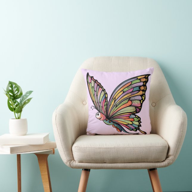 Cartoon Butterfly Throw Pillow (Chair)