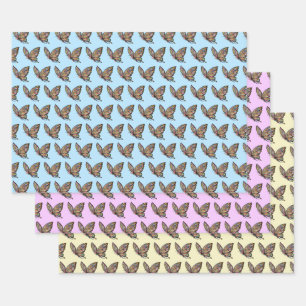 Cartoon Butterfly Wrapping Paper Sheets