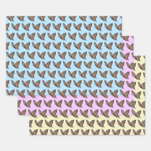 Cartoon Butterfly Wrapping Paper Sheets (Set)