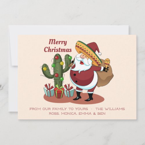 Cartoon cactus and Santa Claus wearing a sombrero  Invitation