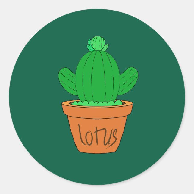Cartoon cactus classic round sticker (Front)