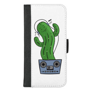 Cartoon Cactus with Headphones and Boombox as Pot iPhone 8/7 Plus Wallet Case