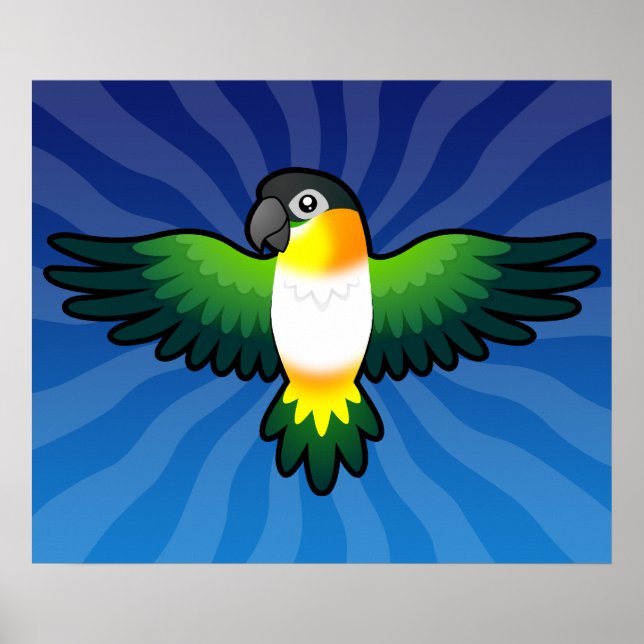 Cartoon Caique / Lovebird / Pionus / Parrot Poster (Front)