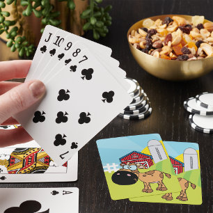 Cartoon Calf On A Farm Poker Cards