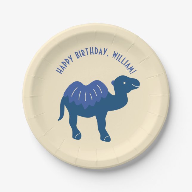 Cartoon Camel Birthday Party Personalized Paper Plates (Front)