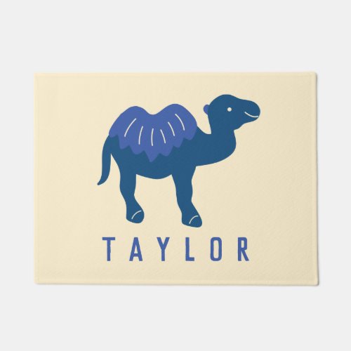 Cartoon Camel Blue Bactrian 2 Humps Personalized Doormat