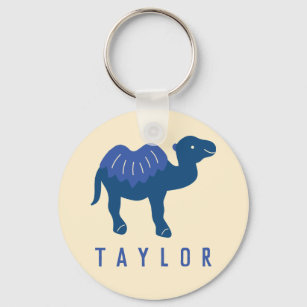 Cartoon Camel Blue Bactrian 2 Humps Personalized Keychain