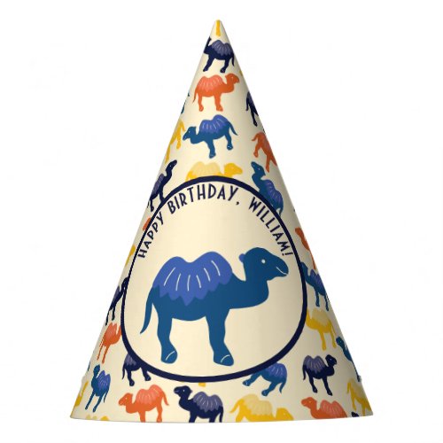 Cartoon Camel Blue Bactrian 2 Humps Personalized Party Hat