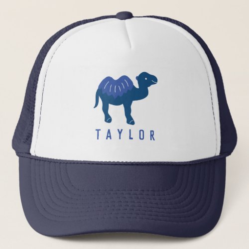 Cartoon Camel Blue Bactrian 2 Humps Personalized Trucker Hat