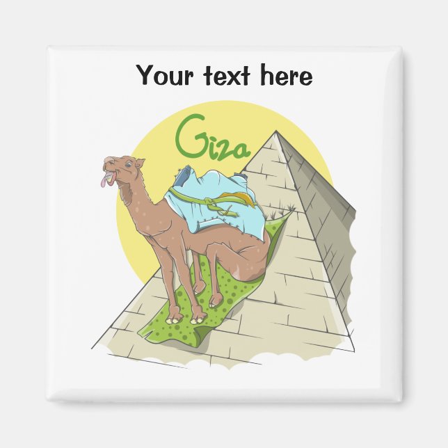 Cartoon Camel Egypt Pyramid Magnet (Front)