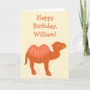Cartoon Camel Orange Bactrian 2 Humps Personalized Card