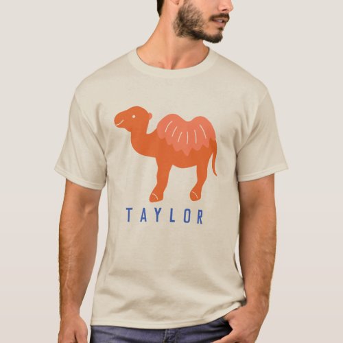 Cartoon Camel Orange Bactrian 2 Humps Personalized T_Shirt