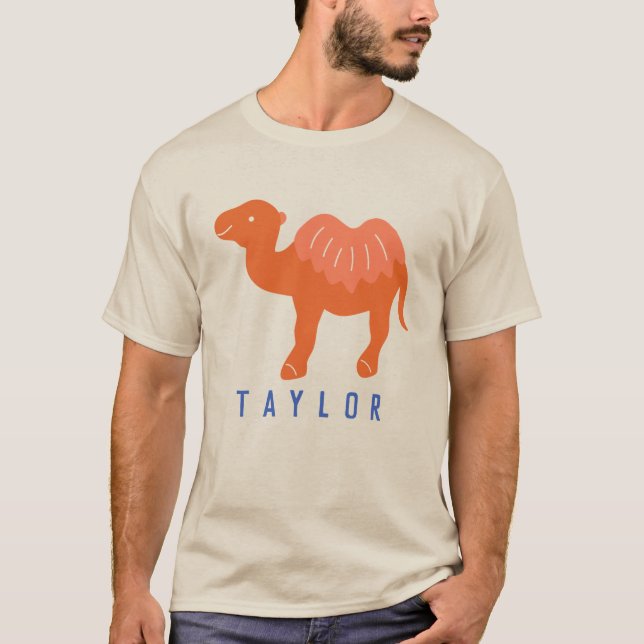 Cartoon Camel Orange Bactrian 2 Humps Personalized T-Shirt (Front)