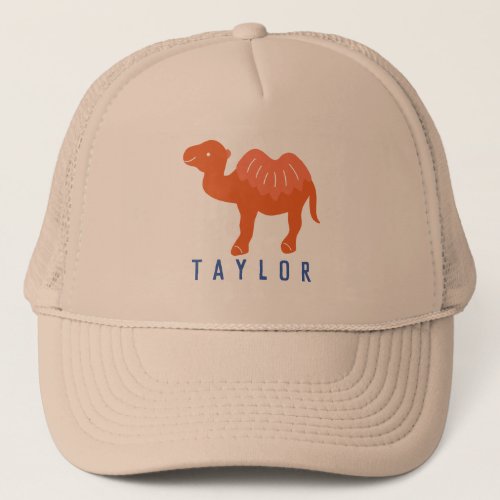 Cartoon Camel Orange Bactrian 2 Humps Personalized Trucker Hat