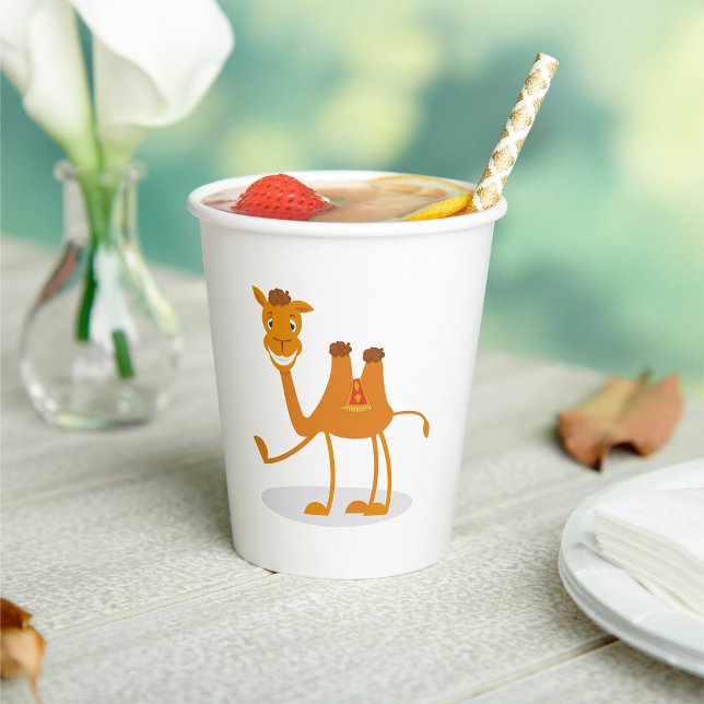 Cartoon Camel Smiling Desert Animal Character Paper Cups (Creator Uploaded)