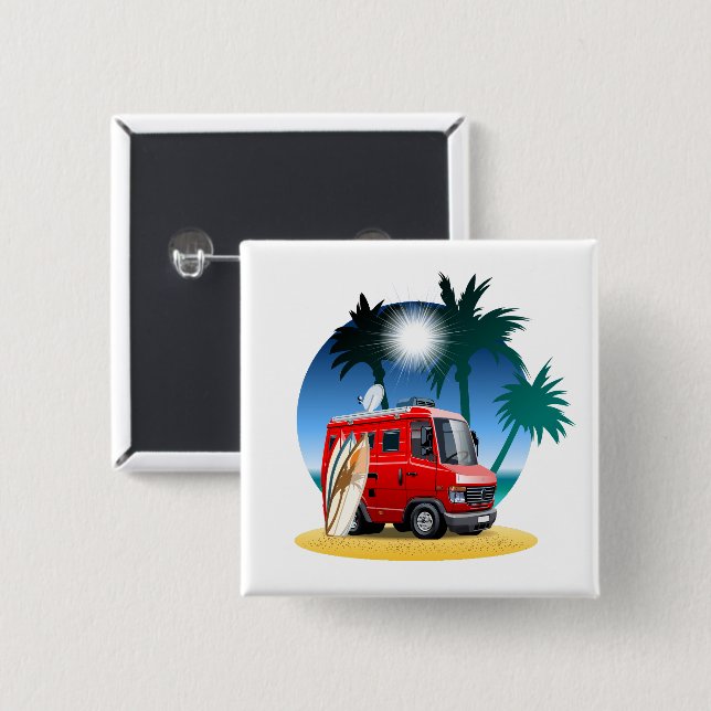 Cartoon Camper Button (Front & Back)