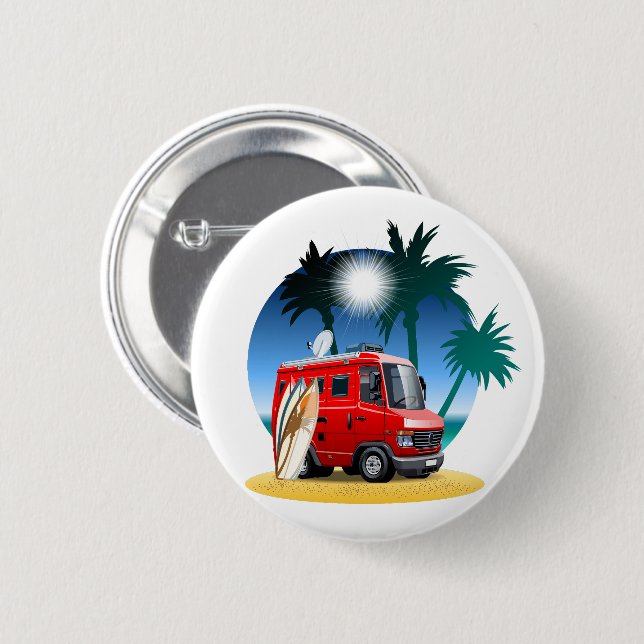 Cartoon Camper Button (Front & Back)