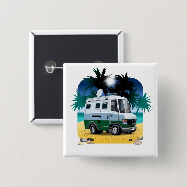 Cartoon Camper Button (Front & Back)