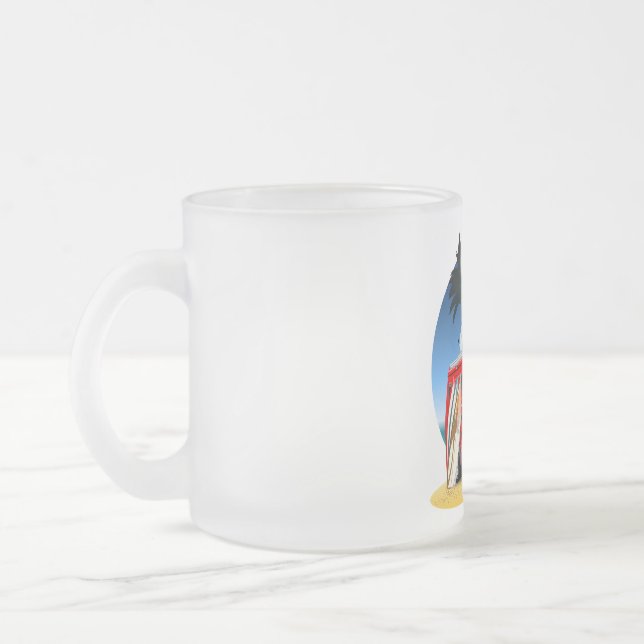 Cartoon Camper Frosted Glass Coffee Mug (Left)