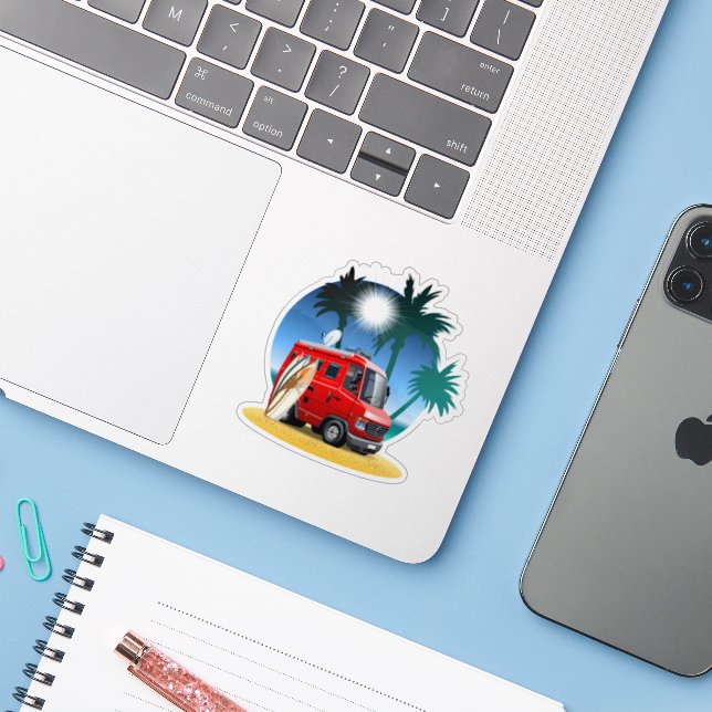 Cartoon Camper Sticker (Laptop w/ iPhone)