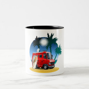 Cartoon Camper Two-Tone Coffee Mug