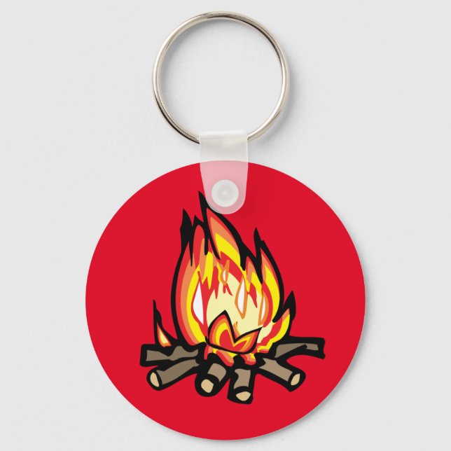 Cartoon Campfire fire burning oranges yellows Keyc Keychain (Front)