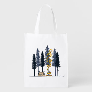 Cartoon Camping Grocery Bag