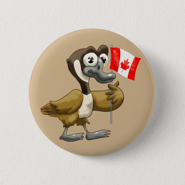 Cartoon Canada Goose Button (Front)