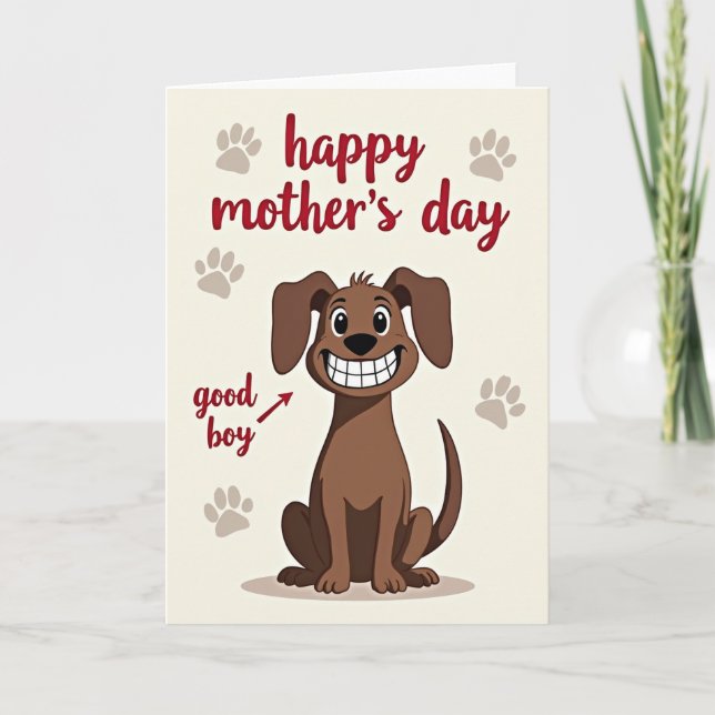 Cartoon Canine Mothers Day Card (Front)